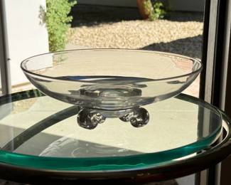John Dreves Steuben Scroll Base Footed Bowl Signed 	2.75in H x 8.25in Diameter 		130002
