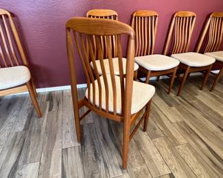 Set of 6 Benny Linden Mid Century Teak Dining Chairs  	38.25x19.5x20in Seat Height: 18.5in		110057
