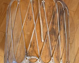 Large Raymond Gallegos Cochiti Ray Ceremonial Cottonwood Drum&nbsp;Native American Pueblo Art	22in H x 21in Diameter 		104023
