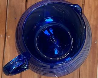 Mexican Cobalt Blue Swirl Glass Water Pitcher 	7x7x9in		104039
