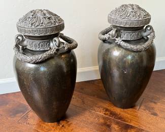 2pc Repousse Top Decorative Ceramic Vase Pair	23in H x 12in diameter		117013
