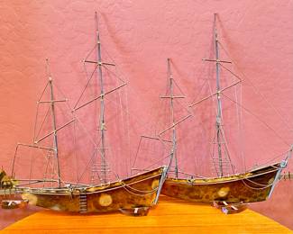 C. Curtis Jere Metal Wall Sculpture Midcentury Modern Sailboats in Harbor Boat	19.5x54x4in		107033
