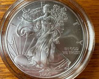 2008 $1 Dollar American Eagle One Ounce Uncirculated Coin In Box  .999 Fine Silver 	Box: .75x3x3.75in		107024
