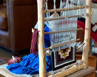 Navajo Weaver with Loom Doll Rug Maker Scene native American 	13.75in x 11.25 x 10.25in 		104013
