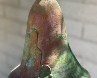 Vintage Large Paolo Soleri Arcosanti Bell Bronze Wind Chime Windbell 	total hang 30 inches Bell: 8 x 7.5 indiameter 		104021
