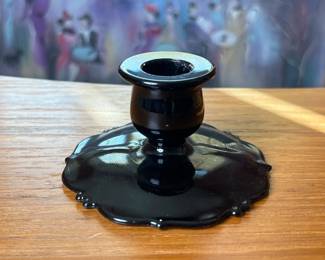 Vtg 1930s L.E. Smith Mount Pleasant Black Amethyst Candle Holder	2.5x4.25x4.25in	 	110031

