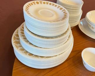 Lot of 84 pieces of Corelle Butterfly Gold Livingware by Corning 			108016
