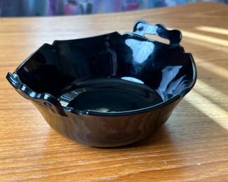 Vtg 1930s L.E. Smith Mount Pleasant Doubled Handled Black Amethyst Glass Bowl #2	3x6.5x6in		110022
