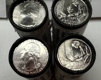 12 Rolls Uncirculated 2020 American the Beautiful Quarters Samoa Weir Farm Tallgrass Prairie 	Box:1.25x4x6in		107074
