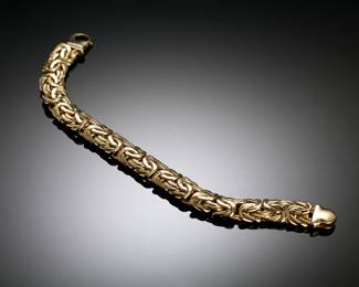 14kt Gold Italian Byzantine Bracelet 8in Signed RC R.C. 14k	8in Long 12mm Wide 	18.81 grams 	626001