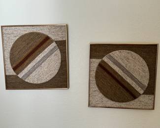 2pc 1980s Modern Fabric Art Grey Expose Duo Nina Arnold	Frame: 18.5x18.5in		130014
