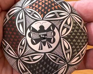 Diane Lewis Acoma Pueblo Seed Pot Native American Pottery Butterfly  	1.5in h x 2.625in Diameter 		104005
