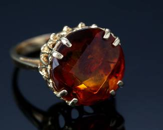 14kt Gold Faceted Amber Ring SZ: 6.5 14k	Size: 6.5 Centerpiece: 14x14mm	4.0 grams 	614034
