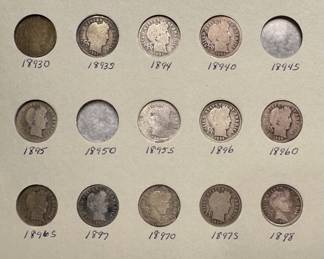 1892-1916 Barber Silver Dime Coin Book Set 73 Coins	7.75x6in		107082
