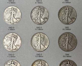 1937-1947 Walking Liberty Silver Half-Dollar Coin Book Set Complete 31 Coins 	7.75x6in		107047
