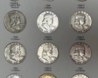 1948-1963 Franklin Silver Half-Dollar Coin Book Set Complete 36 Coins 	7.75x6in		107050
