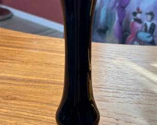 Vtg 1930s L.E. Smith Mount Pleasant Black Amethyst Slim Design Glass Floral Vase	8x2.5in		110028
