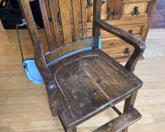 Circa 1918 Antique Oak High Chair with Enamel Tray	39 x 18 x 16in		106004
