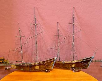 C. Curtis Jere Metal Wall Sculpture Midcentury Modern Sailboats in Harbor Boat	19.5x54x4in		107033
