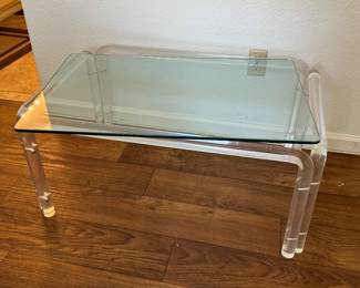 1970s Vintage Tubular Lucite & Glass Coffee Table&nbsp; Acrylic 	16x24x36in		130015
