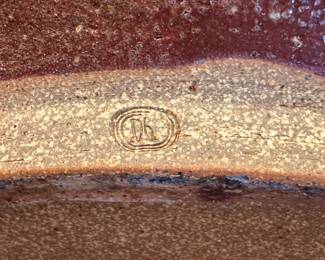 Artist Made Fused Glazed Pottery & Crackle Glass Decor Platter Stoneware Studio Pottery Db	3x20.5in Diameter 		104032
