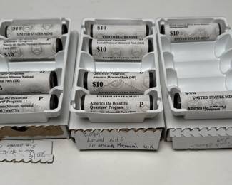 10 Rolls Uncirculated 2019 American the Beautiful Quarters Lowell Mariana Island Guam Frank Church 	Box:1.25x4x6in		107073

