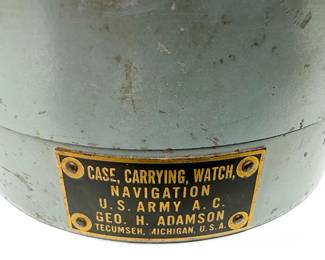 WWII US Army Master Navigation Pocket Watch Carrying Case Geo H Adamson Can	2in H x 4in Diameter 	15.5oz	970056
