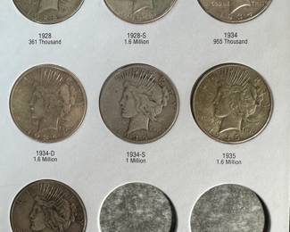 1921-1935 Peace Silver Dollar Book Complete Coin Set 25 Coins 	7.75x6in		107004