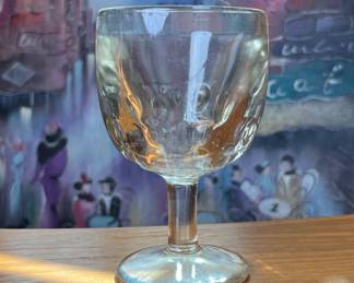 Vtg Midcentury Clear Glass Thumbprint design Drinking Goblet	6.25in H x 4in Diameter 		110048

