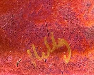 Artist Made Flame Painted Copper Bowl Decor 	2.5in H x 17in Diameter 		104041
