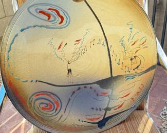 Christopher Heede Glyphs Studio Art Pottery Bowl Wall Mounted Platter 	4.25in H x 18.25in Diameter 		130005
