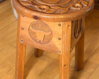 Artist Made Southwest Rustic Western Stool 	18in H x 14.25in Diameter 		104031
