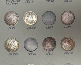 1857-1873 Liberty Seated Quarters Coin Book Set 10 Coins Partial Quarter Set	7.75x6in		107054
