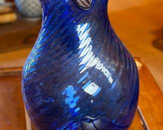 Mexican Cobalt Blue Swirl Glass Tall Water Pitcher 	8.25x5x6in		104040
