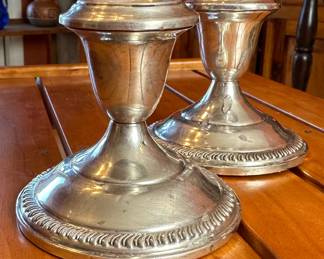 2pc Empire Sterling Silver Weighted Candle Holders 	3.5x3.5in Diameter 		104043
