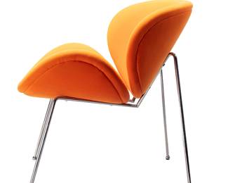 Mid Century Modern Tangerine Womb Chair With Chrome Legs