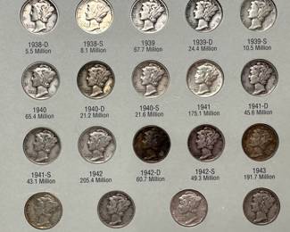 1916-1945 Mercury Silver Dime Coin Book Set 75 Coins 	7.75x6in		107083
