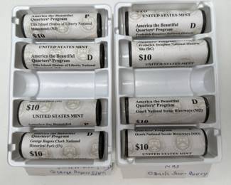 8 Rolls Uncirculated 2017 American the Beautiful Quarters Frederick Douglass Ozark Ellis Island George Rogers Clark 	Box:1.25x4x6in		107071
