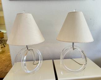 2pc Vintage Herb Ritts Astrolite Acrylic Pretzel Lamps Lucite Lighting PAIR	30in H x 16in Diameter 		130010
