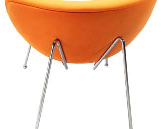 Mid Century Modern Tangerine Womb Chair With Chrome Legs