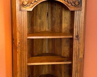Rustic Mexican Carved Wood Corner Cabinet	75.25x 25.75 x 25.75in		104045
