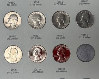 1965-1987 Washington Quarters Coin Book Set 43 Coins Complete Quarter Set	7.75x6in		107061
