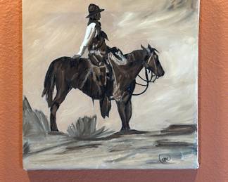 Original Art Lone Cowboy Maxine Edwards 	14x14in		104029
