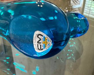 Vintage FM Ronneby Konstglas Sweden Blue Glass Swallow Bird Figure	3.5 x 2 x 6.5in		130019
