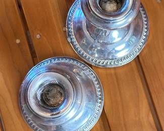 2pc Empire Sterling Silver Weighted Candle Holders 	3.5x3.5in Diameter 		104043
