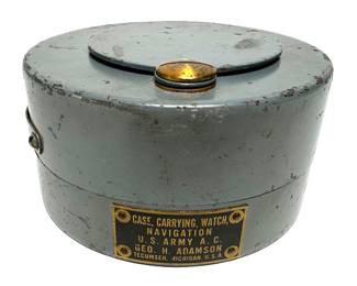 WWII US Army Master Navigation Pocket Watch Carrying Case Geo H Adamson Can	2in H x 4in Diameter 	15.5oz	970056
