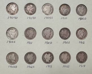 1892-1916 Barber Silver Dime Coin Book Set 73 Coins	7.75x6in		107082
