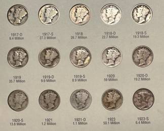 1916-1945 Mercury Silver Dime Coin Book Set 75 Coins 	7.75x6in		107083
