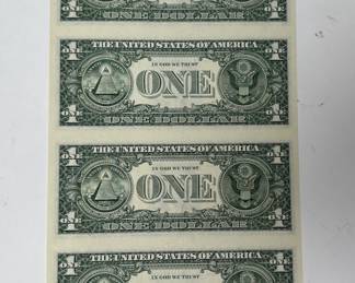 US $1 One Dollar Uncut Sheet Collectors Edition			107098
