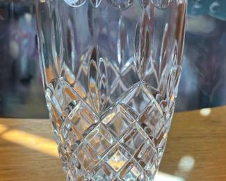 Vtg European Heavy Pressed Crystal Vase	8.25 in H x 4.75in Diameter		110043
